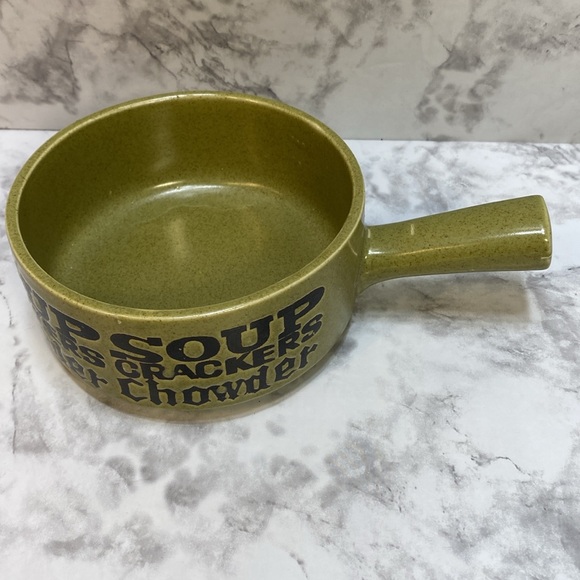 Vintage Handled speckled stoneware soup chowder bowl - Picture 2 of 6